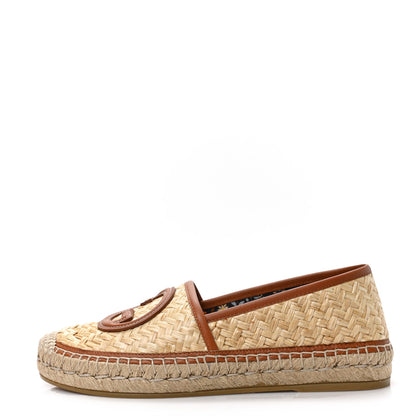 Gucci Raffia Harness Calfskin Interlocking G Adela Espadrilles 37 Palmi Naturale Harness Brown 1 of 9