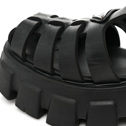 Prada Foam Rubber Triangle Logo Monolith 55mm Cage Sandals 39 Black 10 of 13
