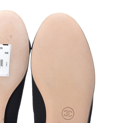 Chanel Fabric Patent CC Cap Toe Ballerina Flats 37 Navy Black 9 of 11