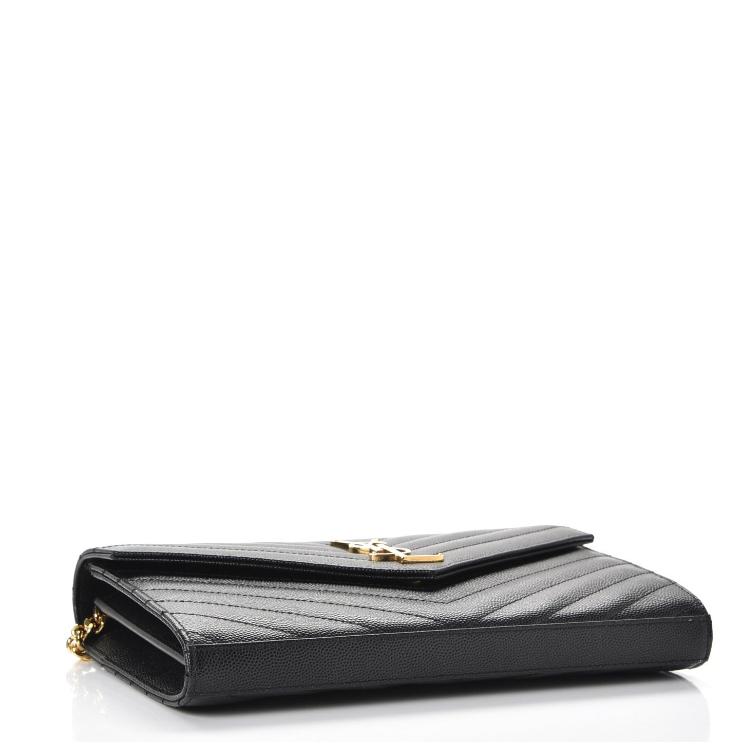 Grain De Poudre Matelasse Chevron Monogram Chain Wallet Black