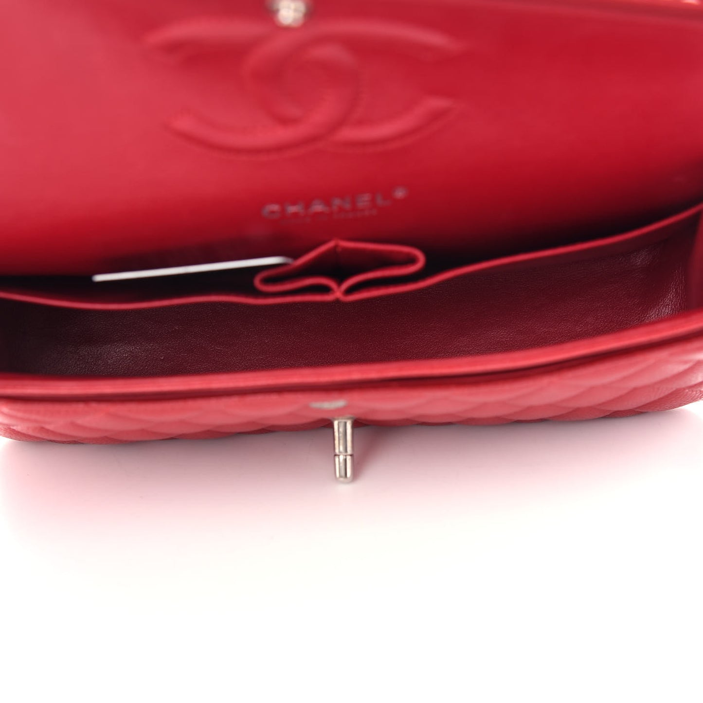 Caviar Quilted Medium Double Flap Red