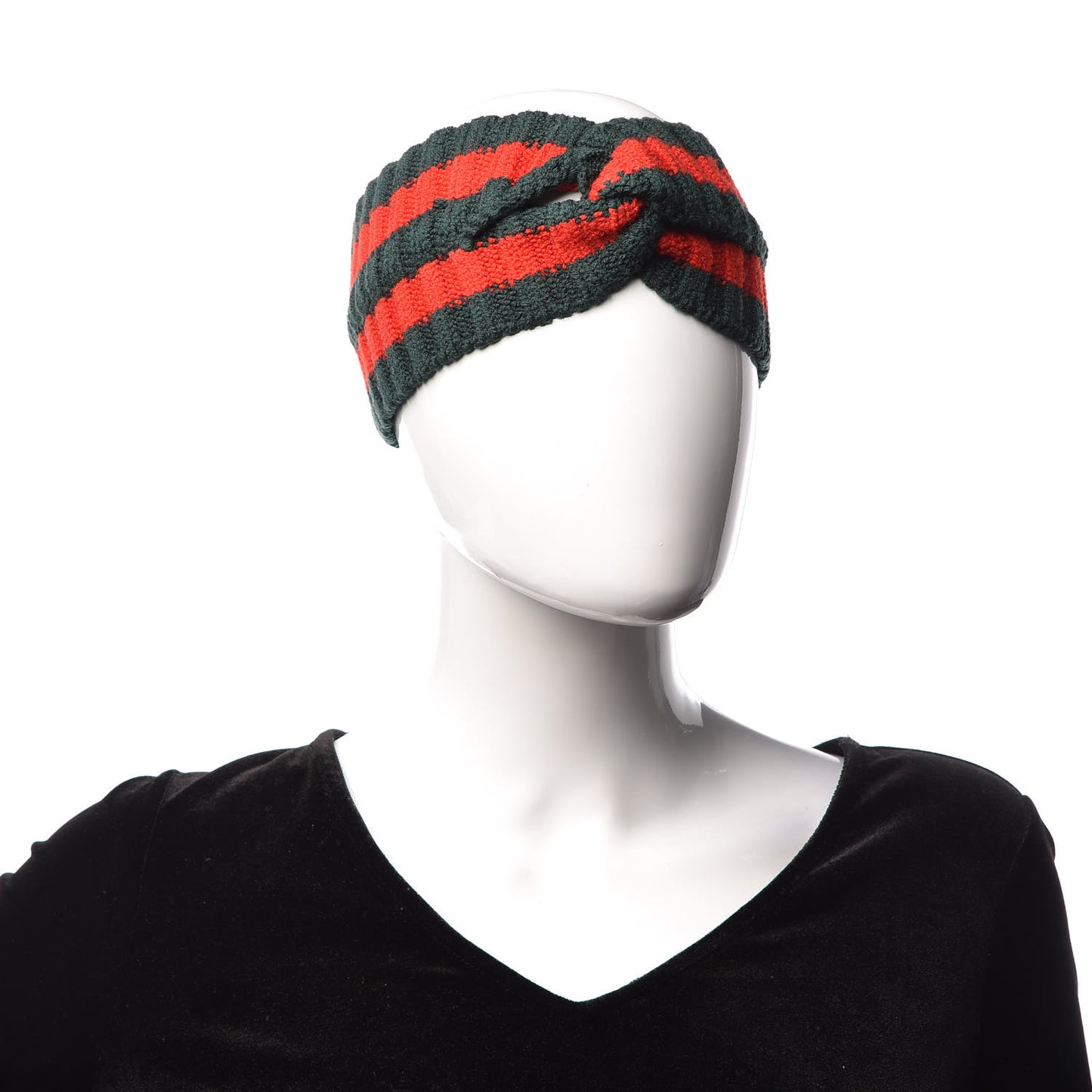 Wool Web Headband L Green Red