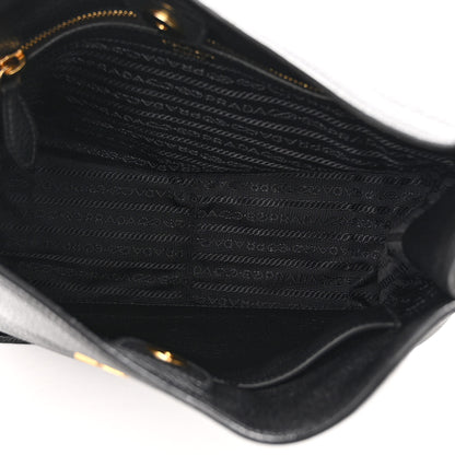 Prada Vitello Daino Soft Zippered Messenger Hobo Black 4 of 8
