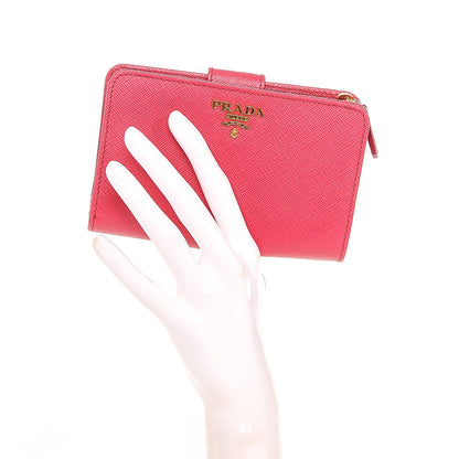 Prada Saffiano Metal Compact Wallet Peonia 2 of 6