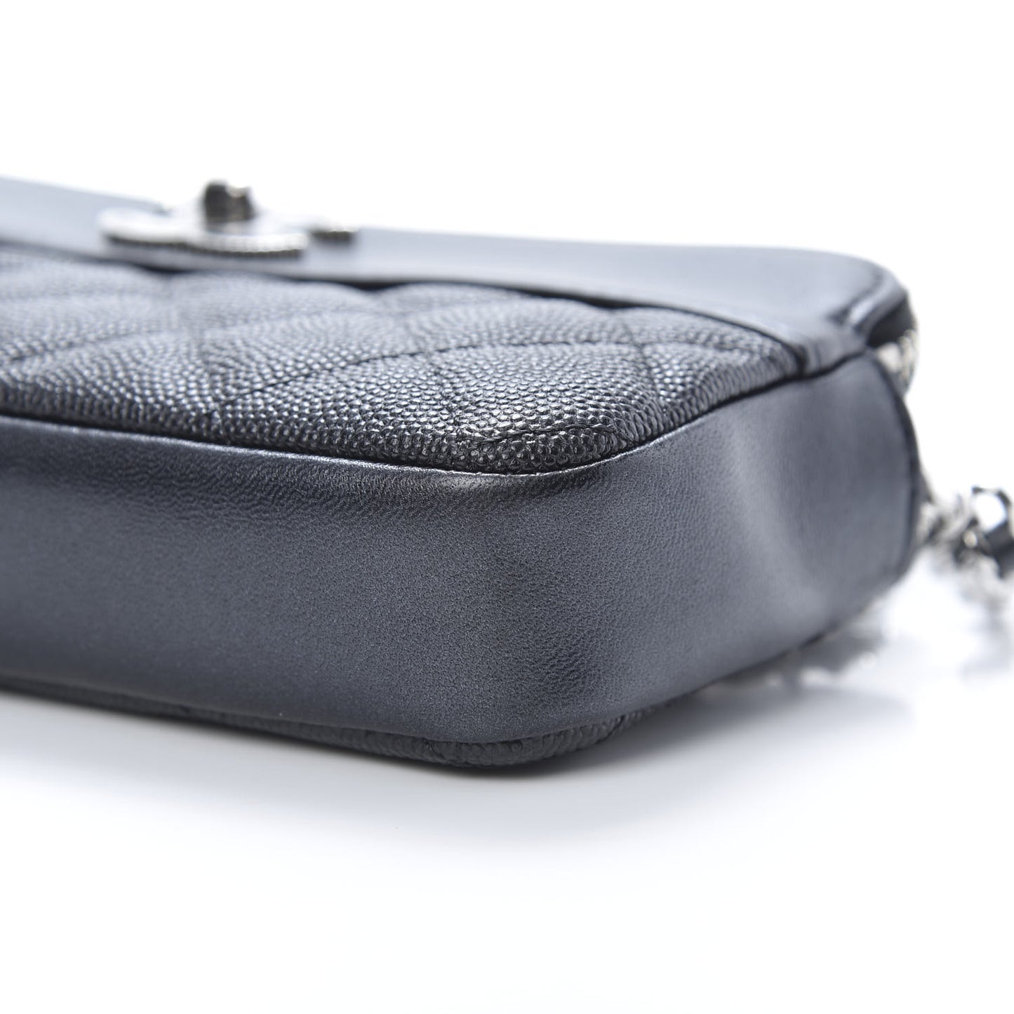 Caviar Quilted Small Vintage Mademoiselle Clutch With Chain Black