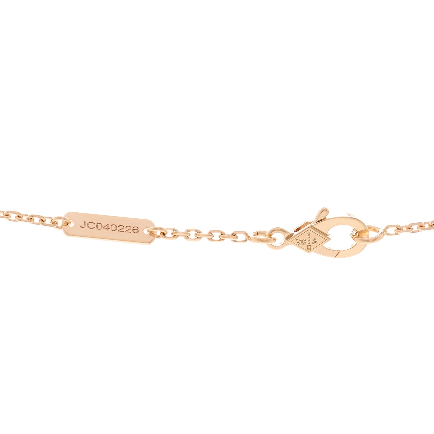 18K Rose Gold Diamond Rhodonite Vintage Alhambra Pendant Necklace