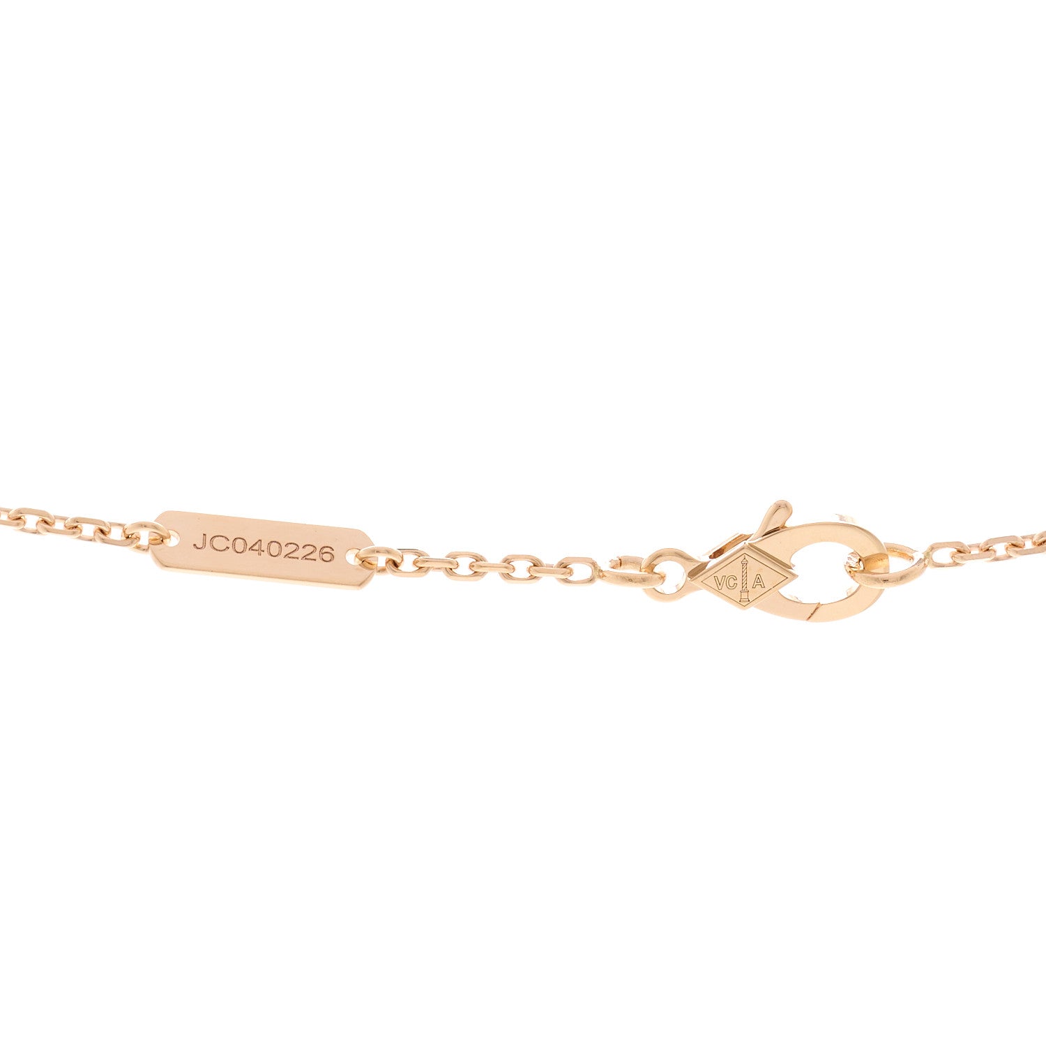 Van Cleef & Arpels 18K Rose Gold Diamond Rhodonite Vintage Alhambra Pendant Necklace 4 of 6