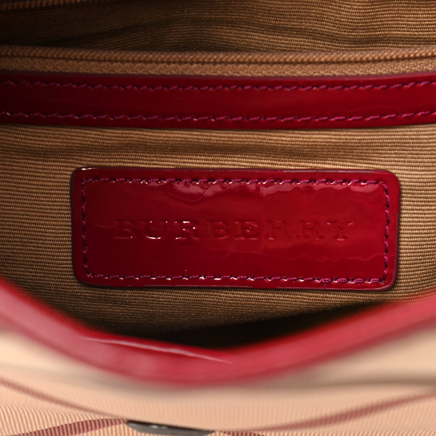 Burberry Patent Nova Check Brook Hobo Military Red 6 of 13