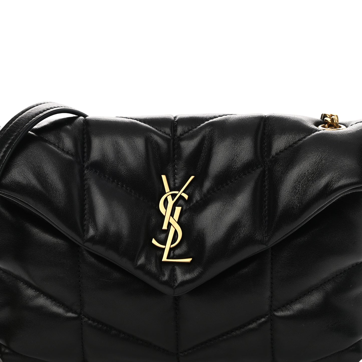 Lambskin Quilted Toy Loulou Puffer Monogram Chain Satchel Black