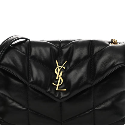 Saint Laurent Lambskin Quilted Toy Loulou Puffer Monogram Chain Satchel Black 10 of 11