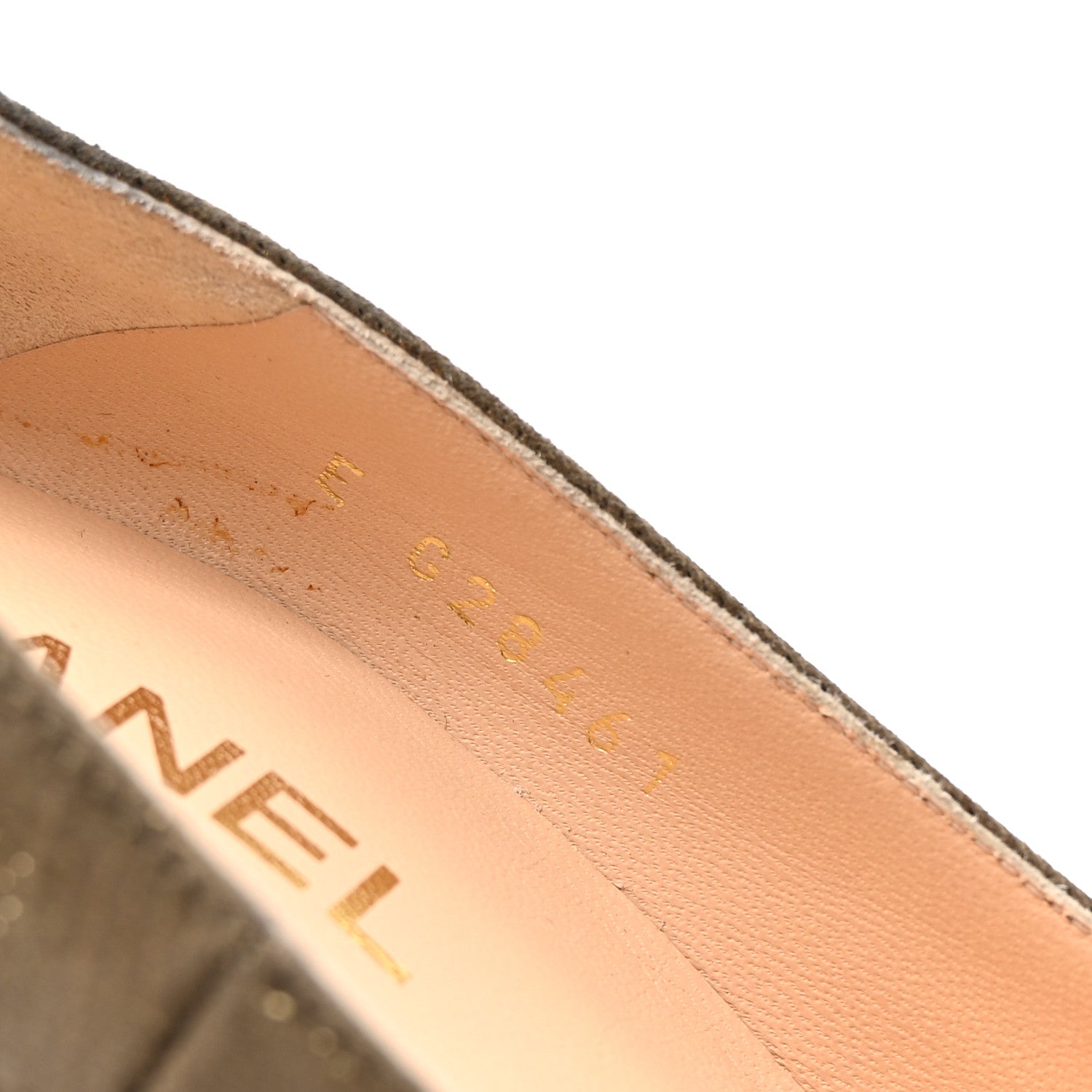 Chanel Metallic Fabric CC Cap Toe Pumps 38.5 Khaki Black 9 of 10