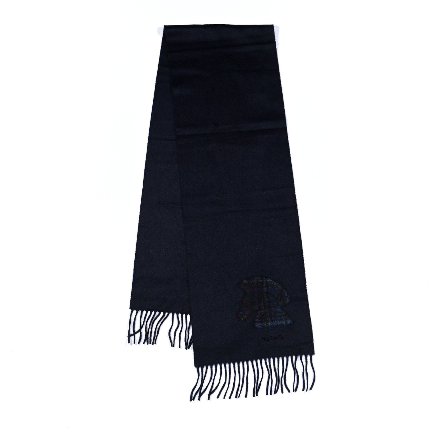 Hermes Cashmere Highlands Embroidered Patch Muffler Marine 2 of 5