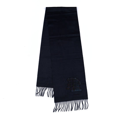Hermes Cashmere Highlands Embroidered Patch Muffler Marine 2 of 5
