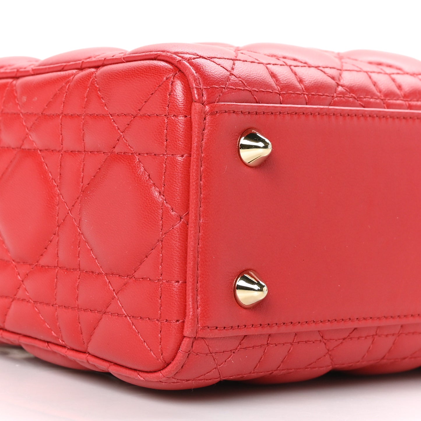 Lambskin Cannage Small Lucky Badges My Lady Dior Red