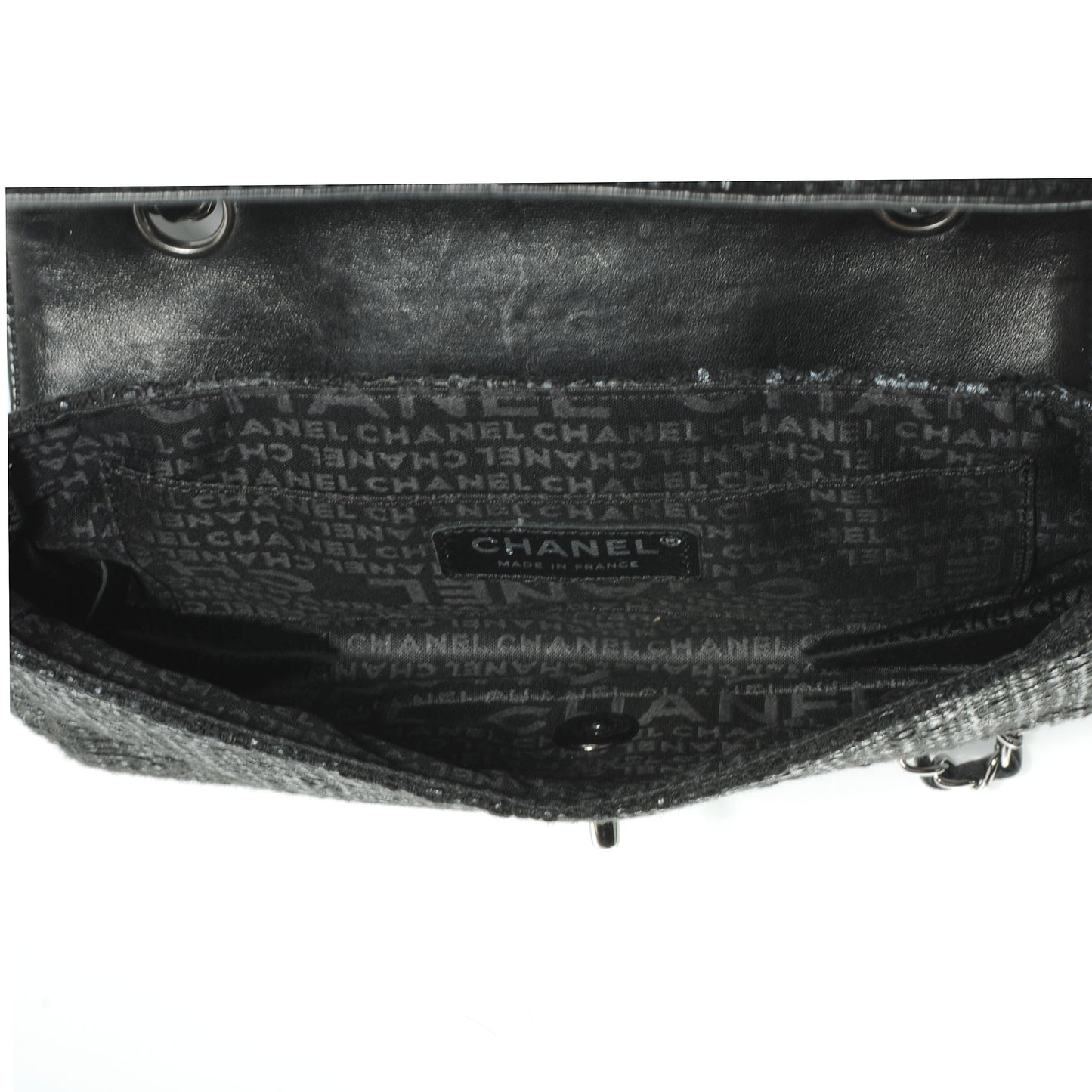 Tweed Swarovski Crystal Small Flap Black
