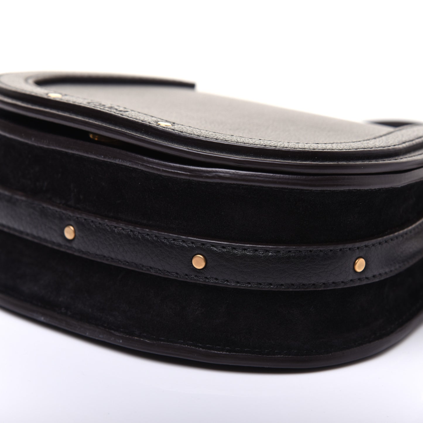 Calfskin Suede Small Nile Bracelet Bag Black