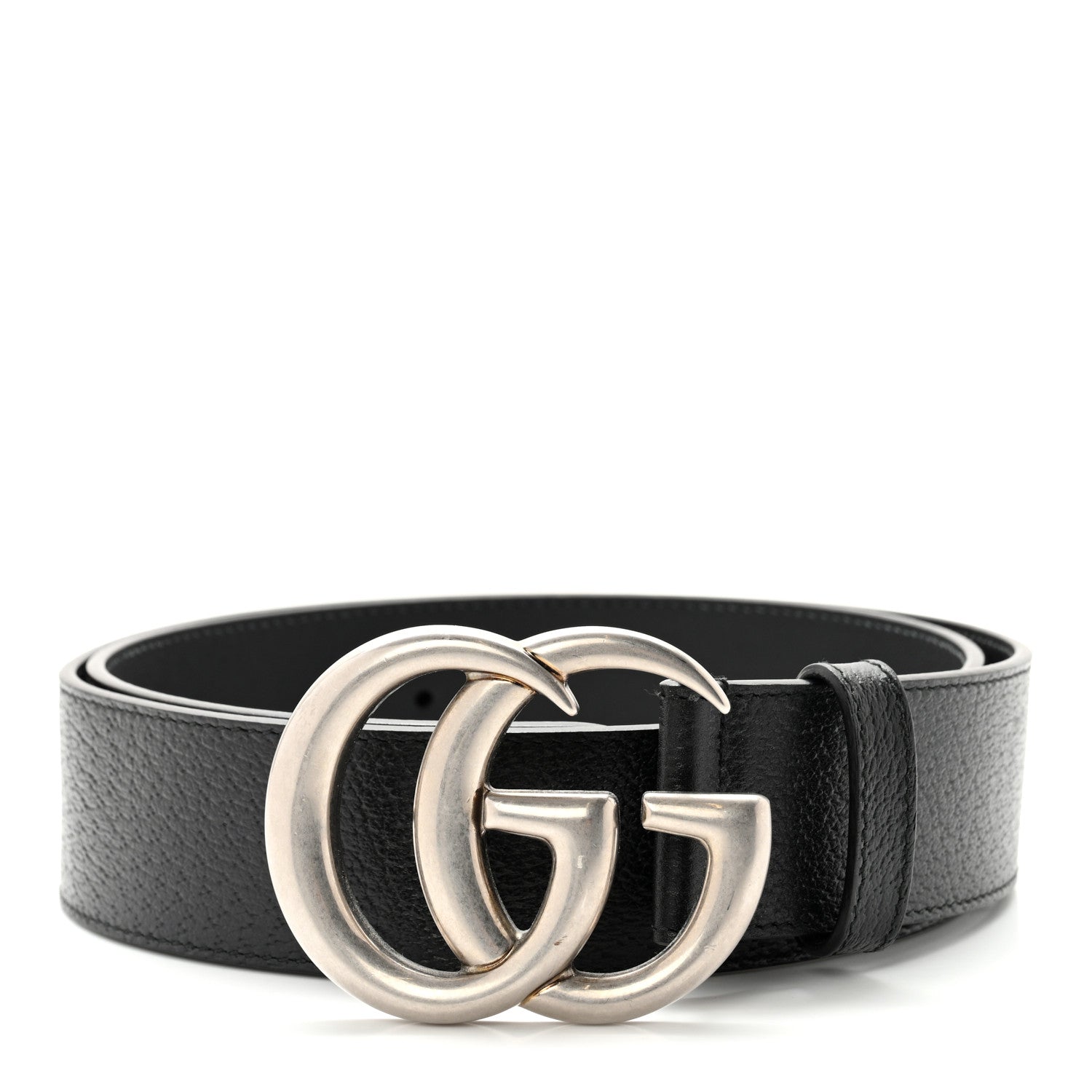 Gucci Textured Dollar Calfskin Nickel Double G 40mm Belt 85 34 Black 1 of 7