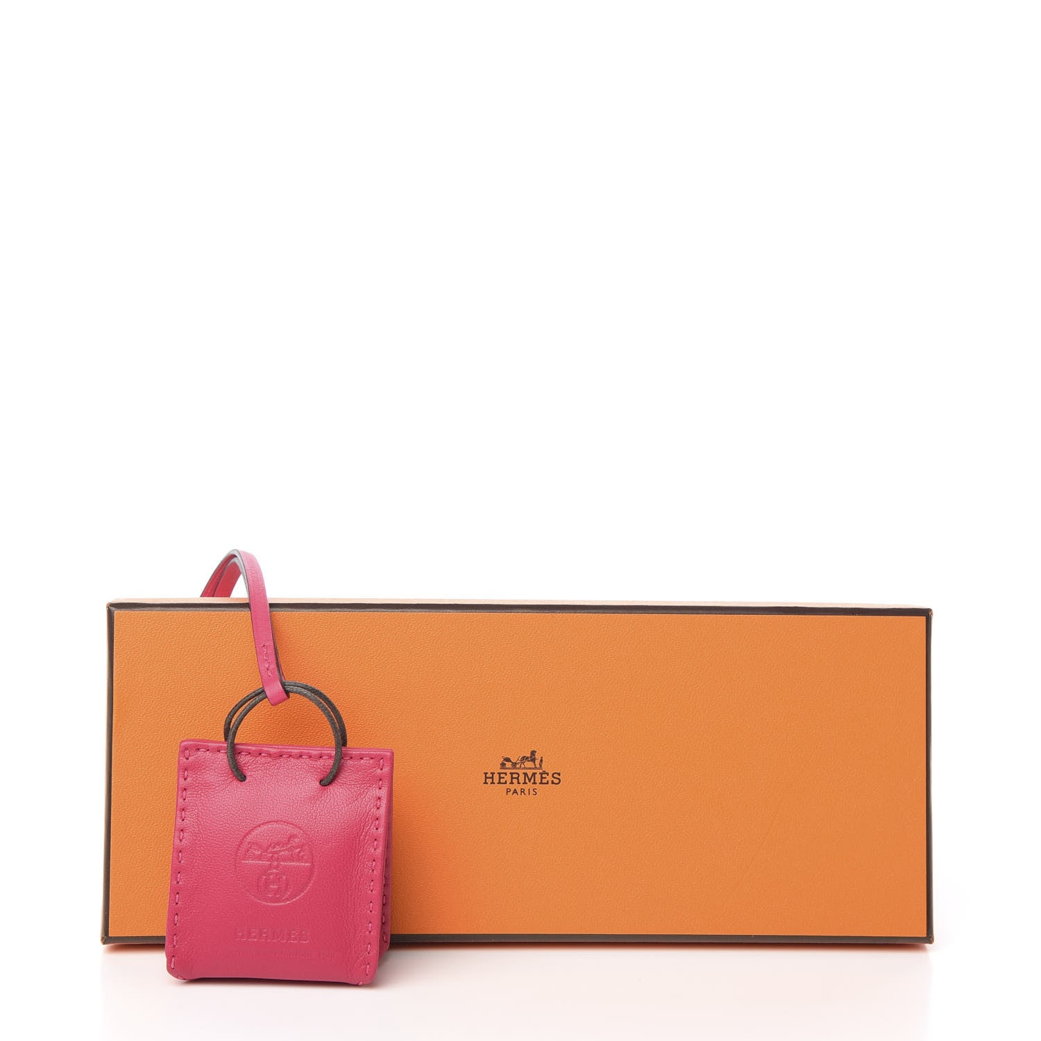 Hermes Milo Lambskin Swift Shopping Bag Charm Rose Mexico 3 of 3