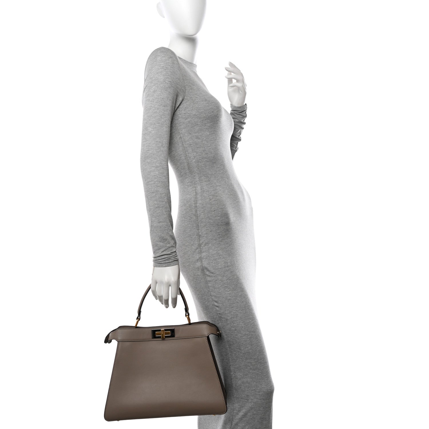 Fendi Vitello Seta Chenille FF Medium Peekaboo I SEE U Satchel Tortora Nuvola 2 of 14