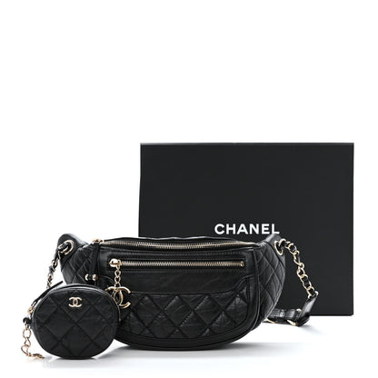 Chanel Aged Calfskin Quilted Waist Bag With Coin Purse Black 15 of 15