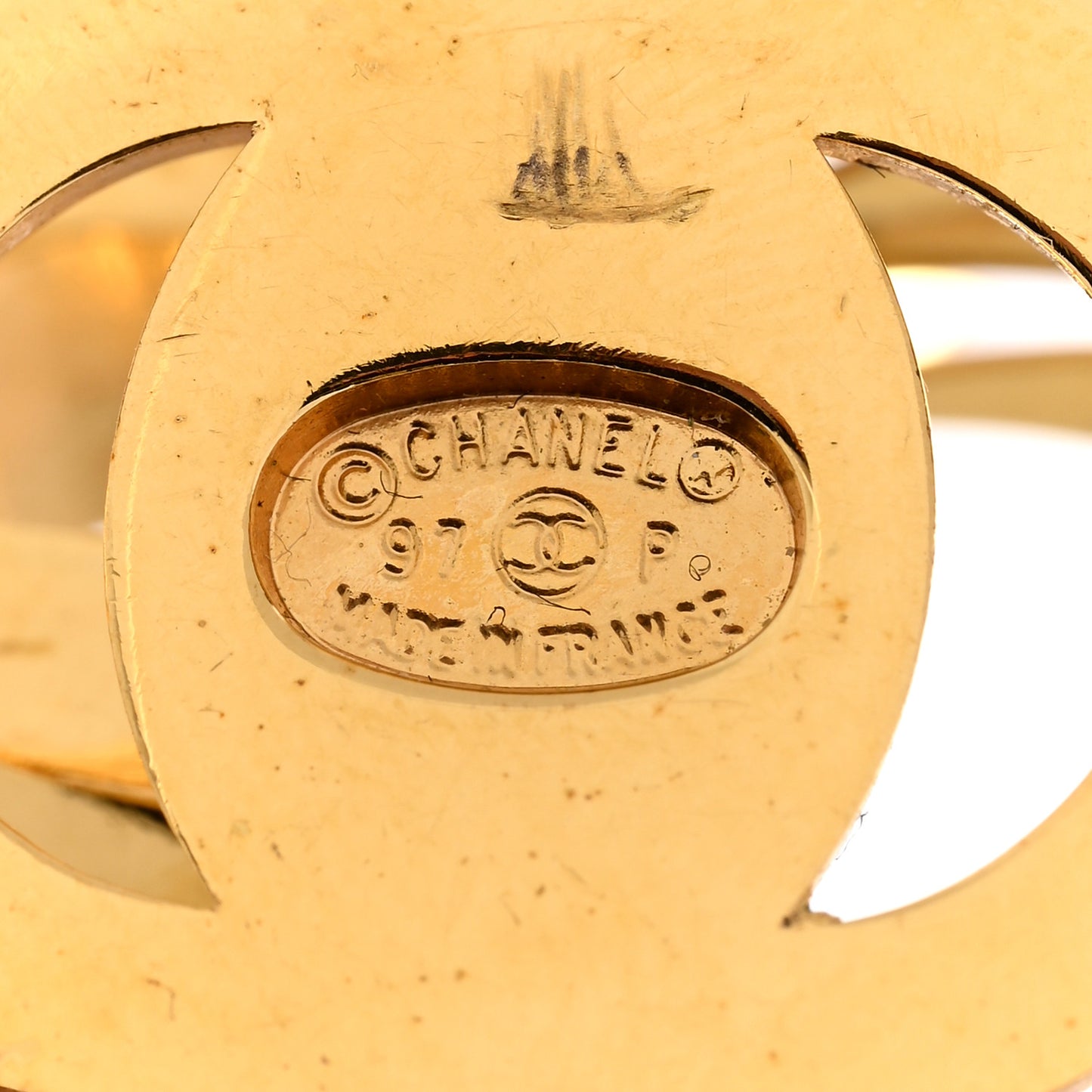 Metal CC Turnlock Clip On Earrings Gold