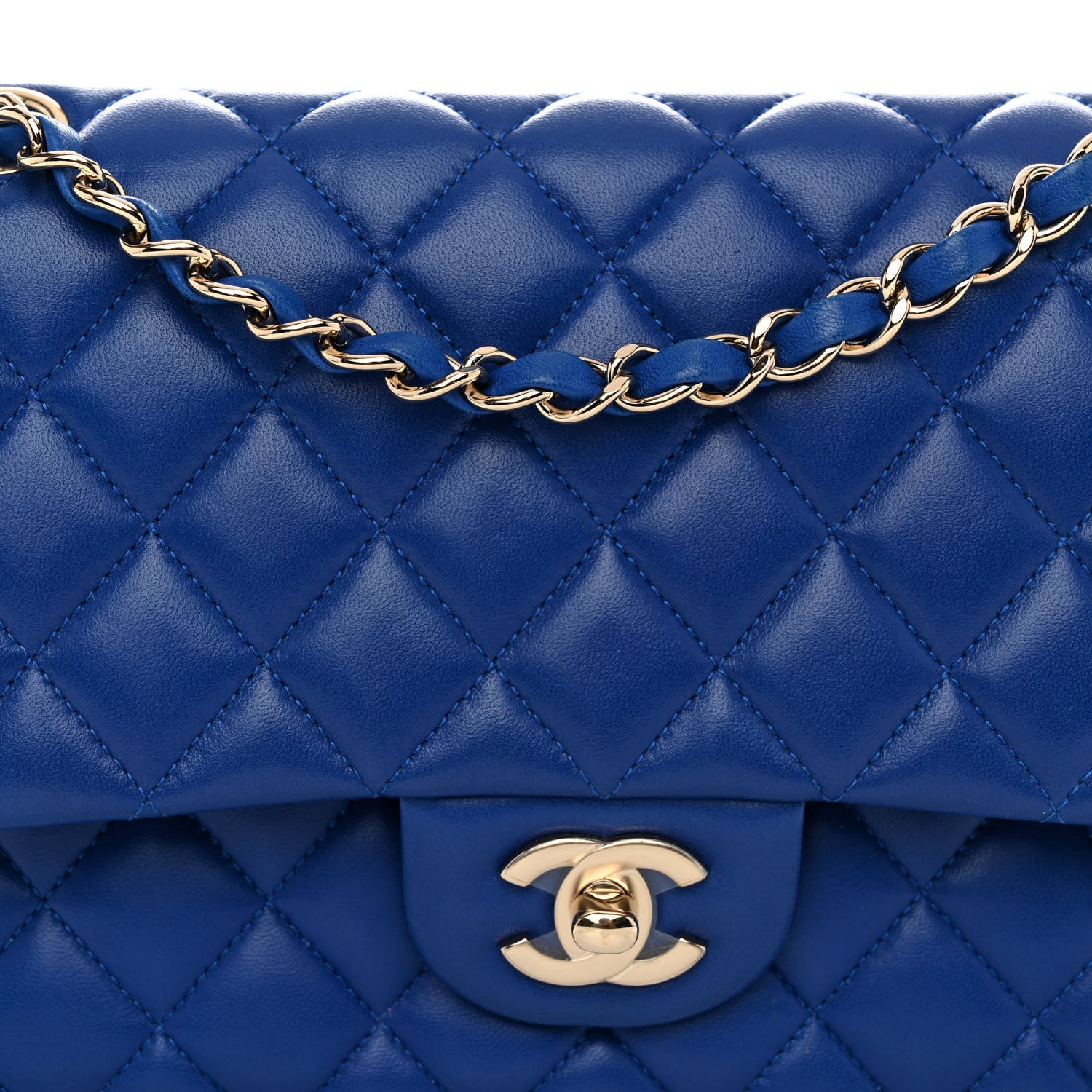Chanel Lambskin Quilted Medium Double Flap Blue 8 of 10