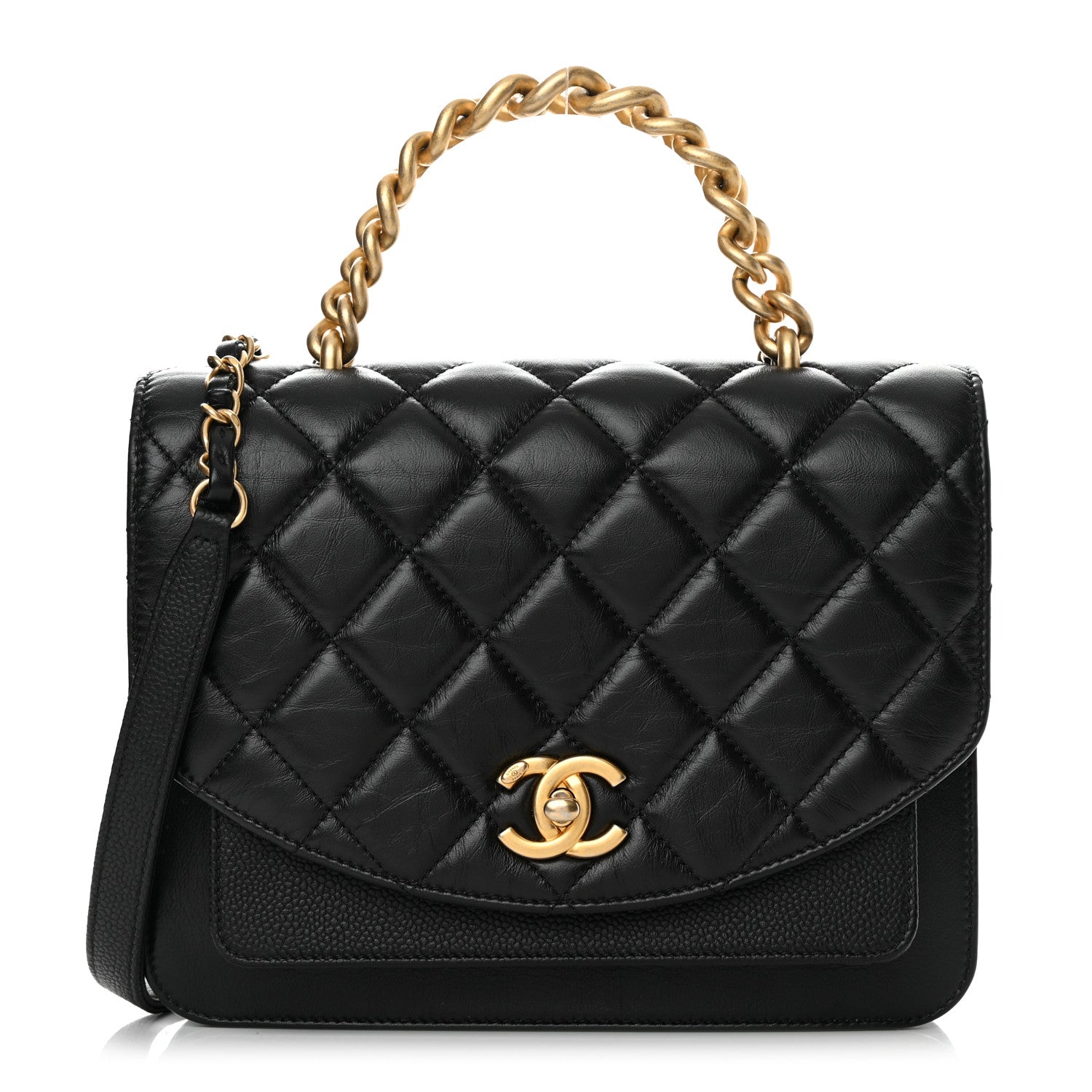 Chanel Calfskin Caviar Quilted Chain Handle Flap Black 1 of 13