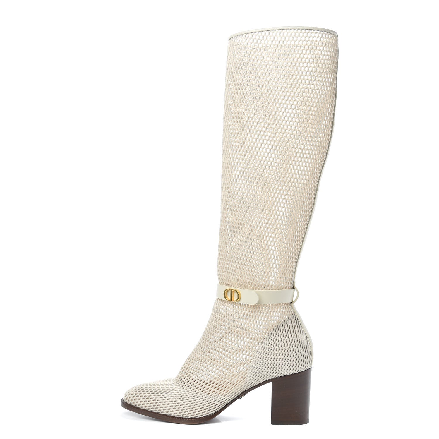 Christian Dior Empriente Mesh Montaigne Knee Boots 36 Off White 1 of 7