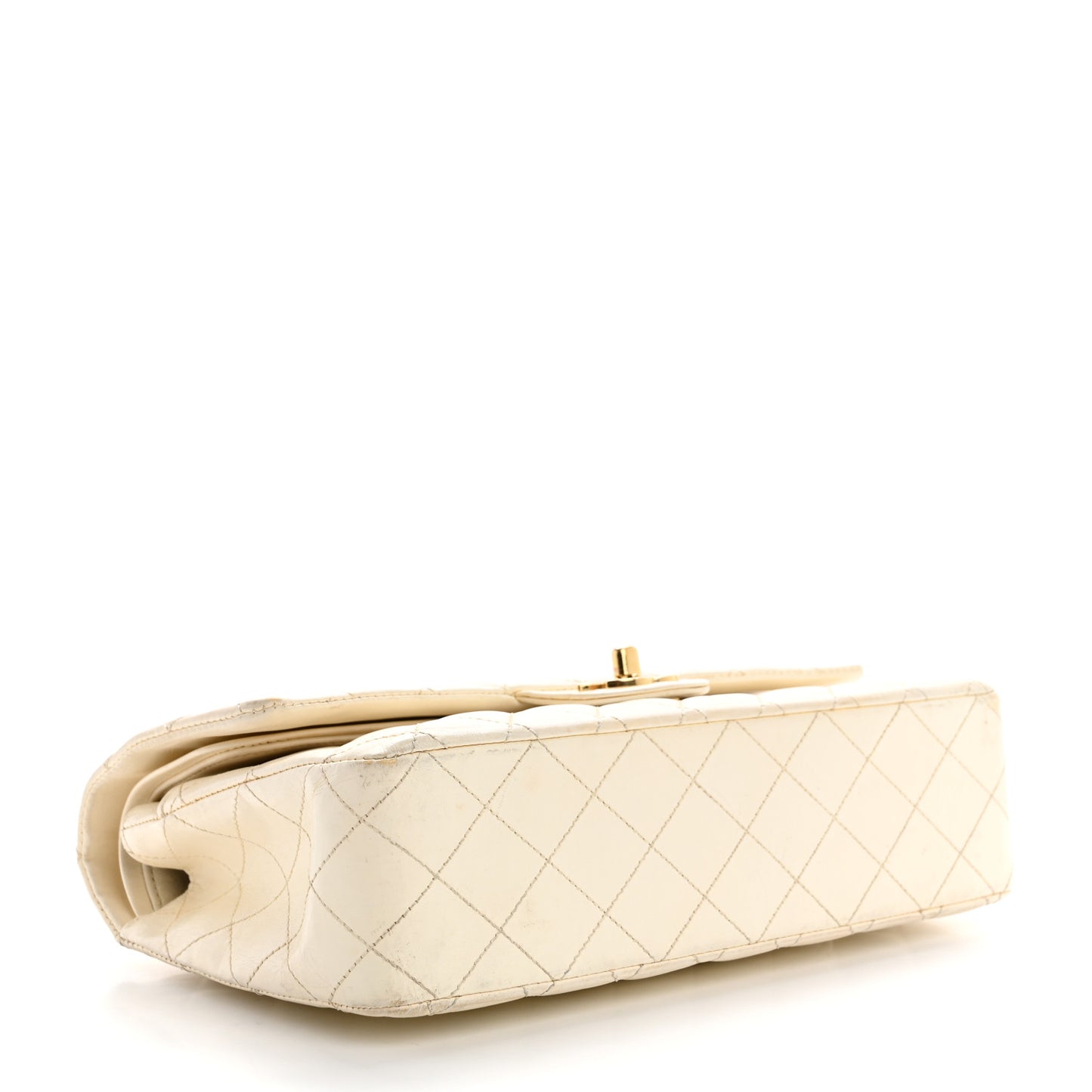 Lambskin Quilted Medium Double Flap White White