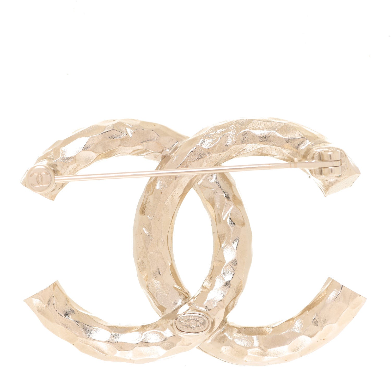 Chanel Textured Metal Crystal CC Brooch Light Gold 3 of 5