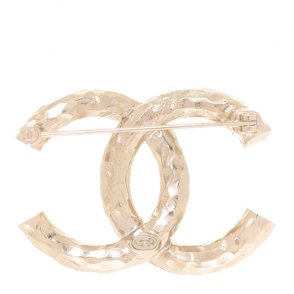Chanel Textured Metal Crystal CC Brooch Light Gold 3 of 5