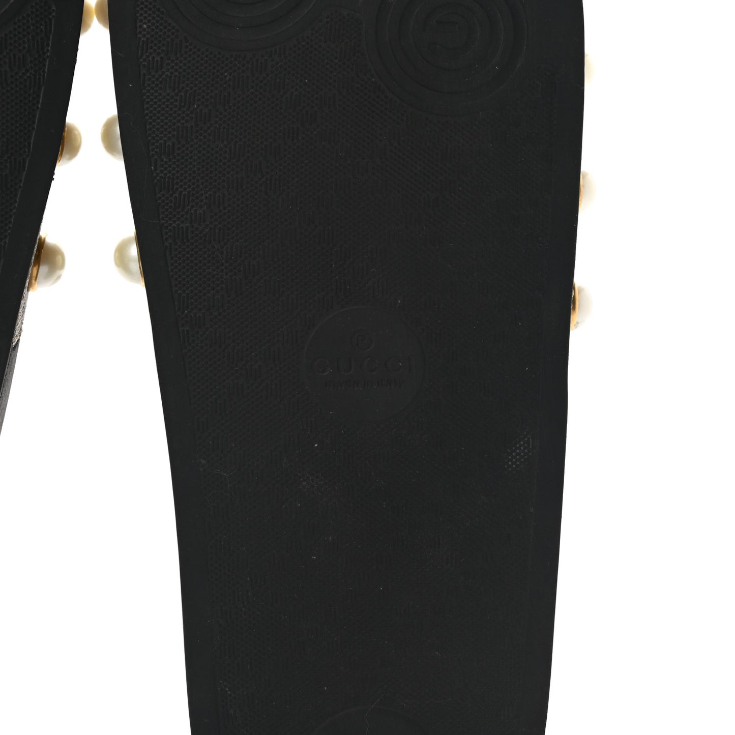 GG Supreme Monogram Pearls Slide Sandals 41 Beige