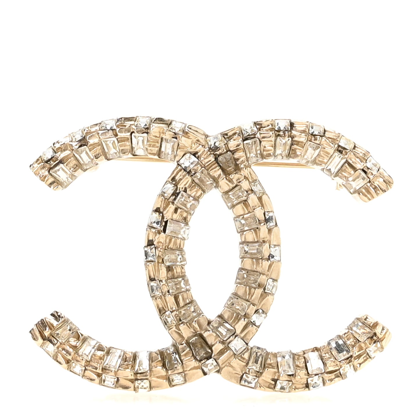 Baguette Crystal CC Brooch Gold
