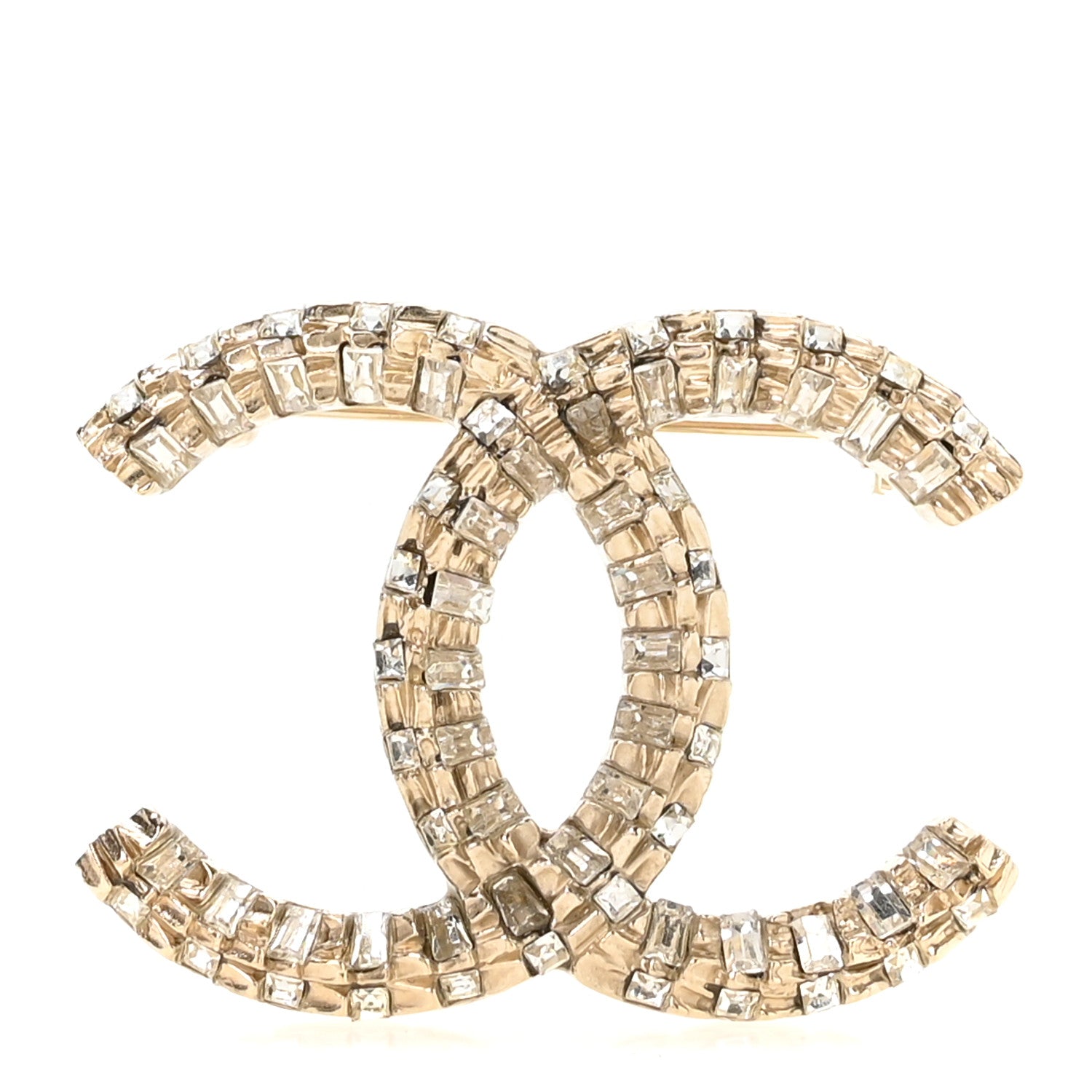 Chanel Baguette Crystal CC Brooch Gold 1 of 3
