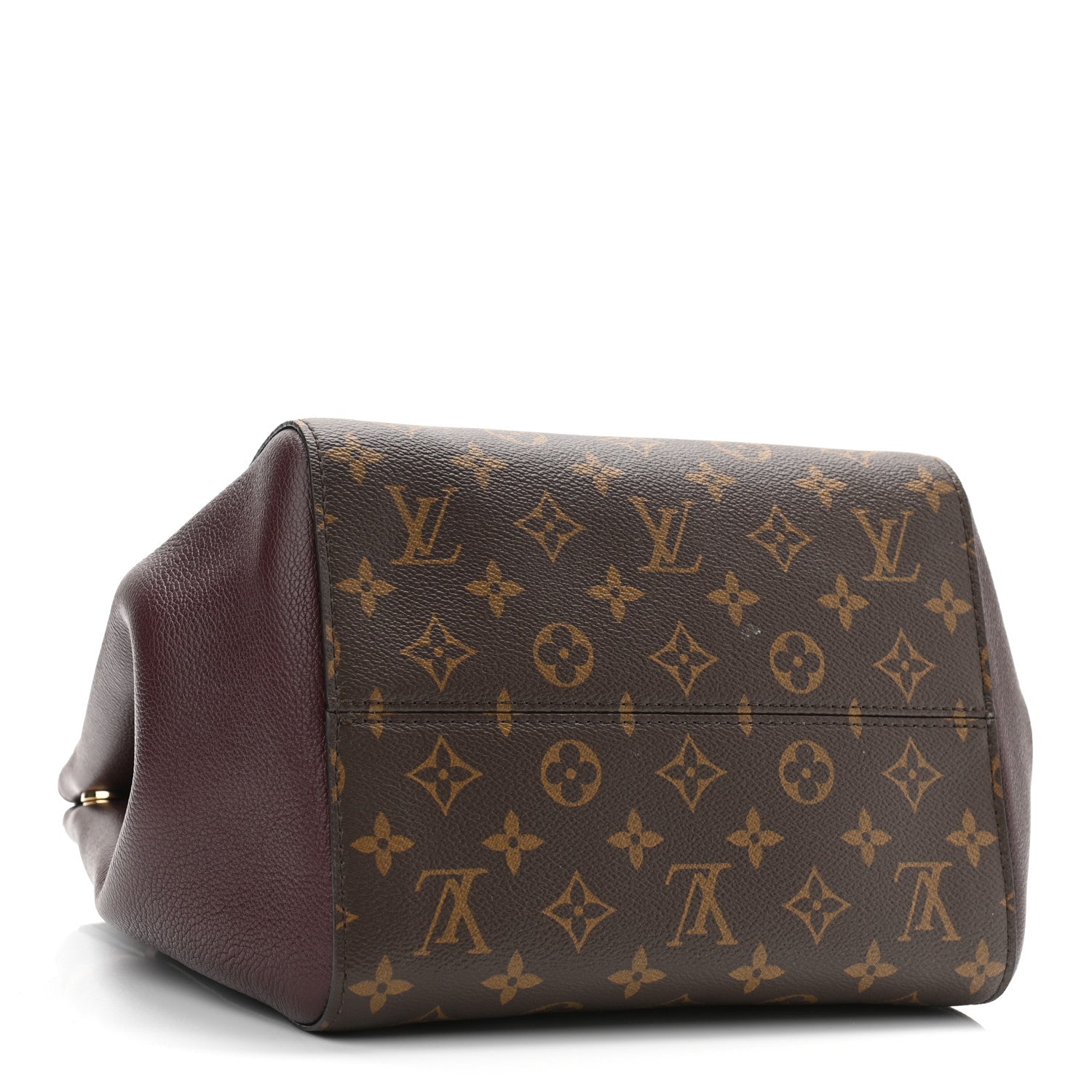 Louis Vuitton Calfskin Monogram Fold Tote MM Black Wine Cream 4 of 9