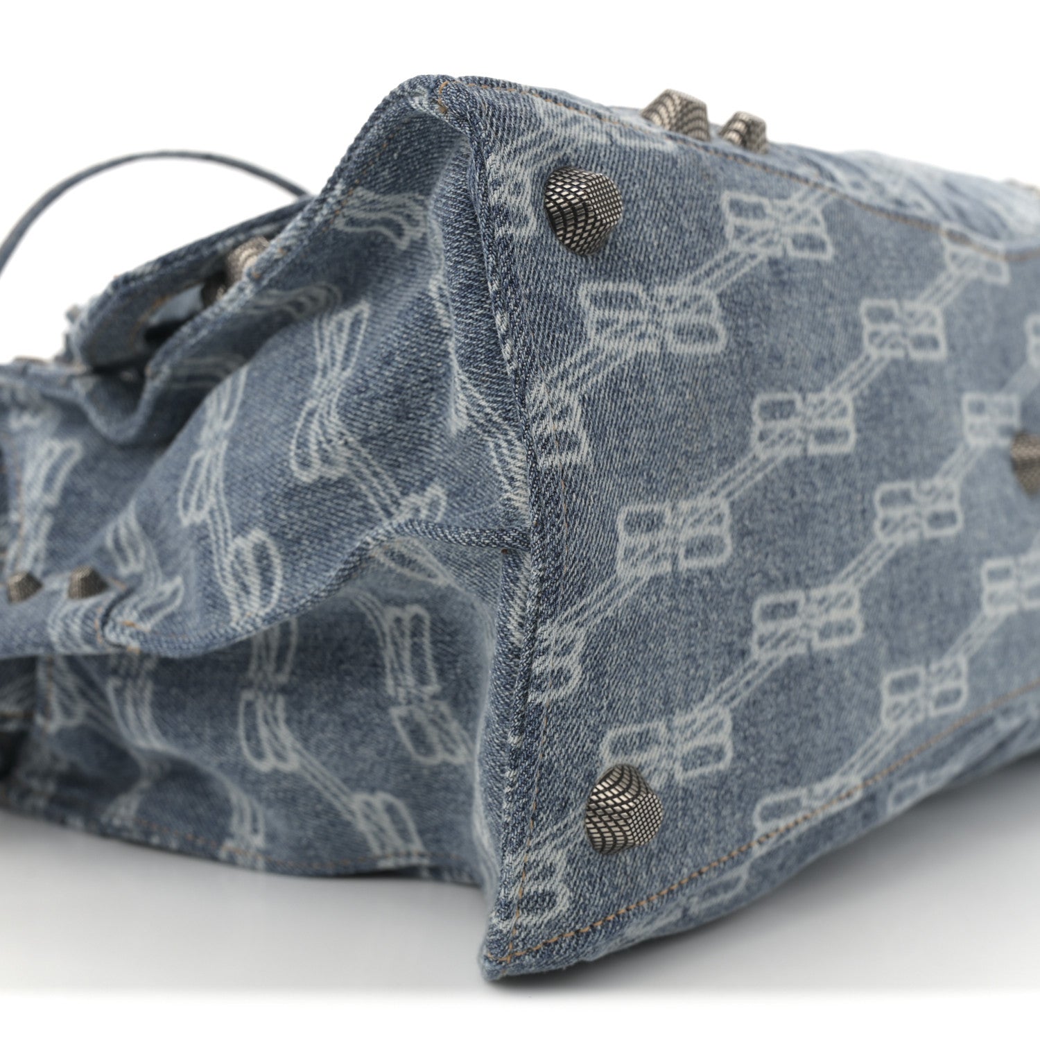Balenciaga Denim BB Monogram Neo Cagole City Handbag Blue 10 of 11