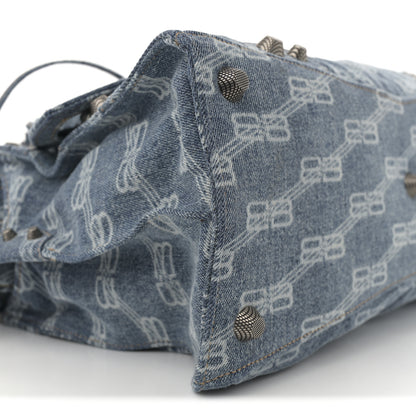 Balenciaga Denim BB Monogram Neo Cagole City Handbag Blue 10 of 11