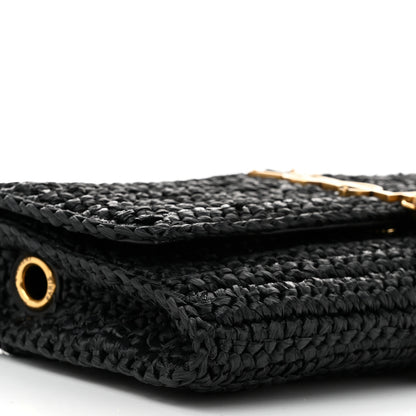 Saint Laurent Raffia Monogram Tassel Kate 99 Black 9 of 10