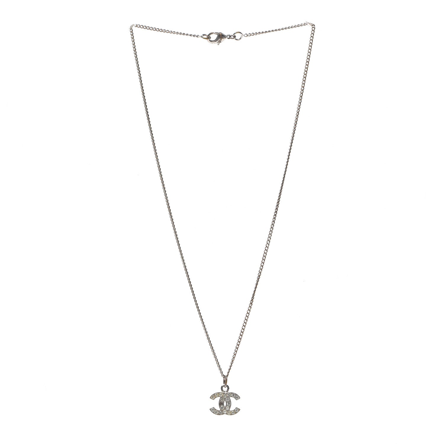Chanel Crystal CC Necklace Silver 2 of 3