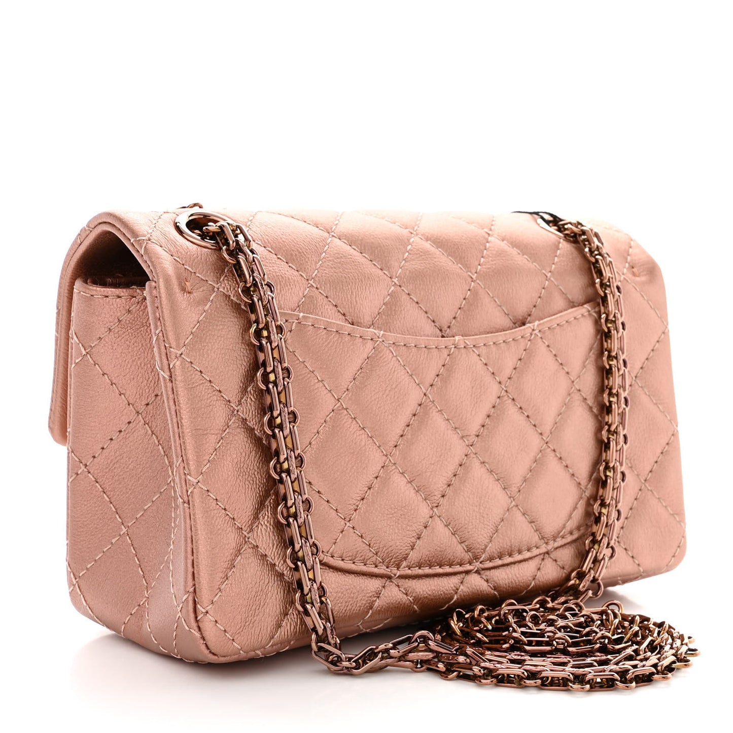 Metallic Grained Calfskin Quilted 2.55 Reissue Mini Flap Copper Pink