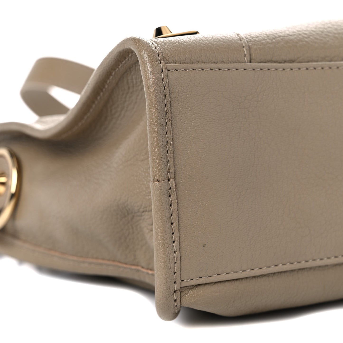 Chevre Gold Metallic Edge Hardware S City Beige Latte