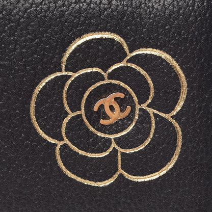 Chanel Goatskin Camellia Embossed Flap Wallet Black 7 of 7