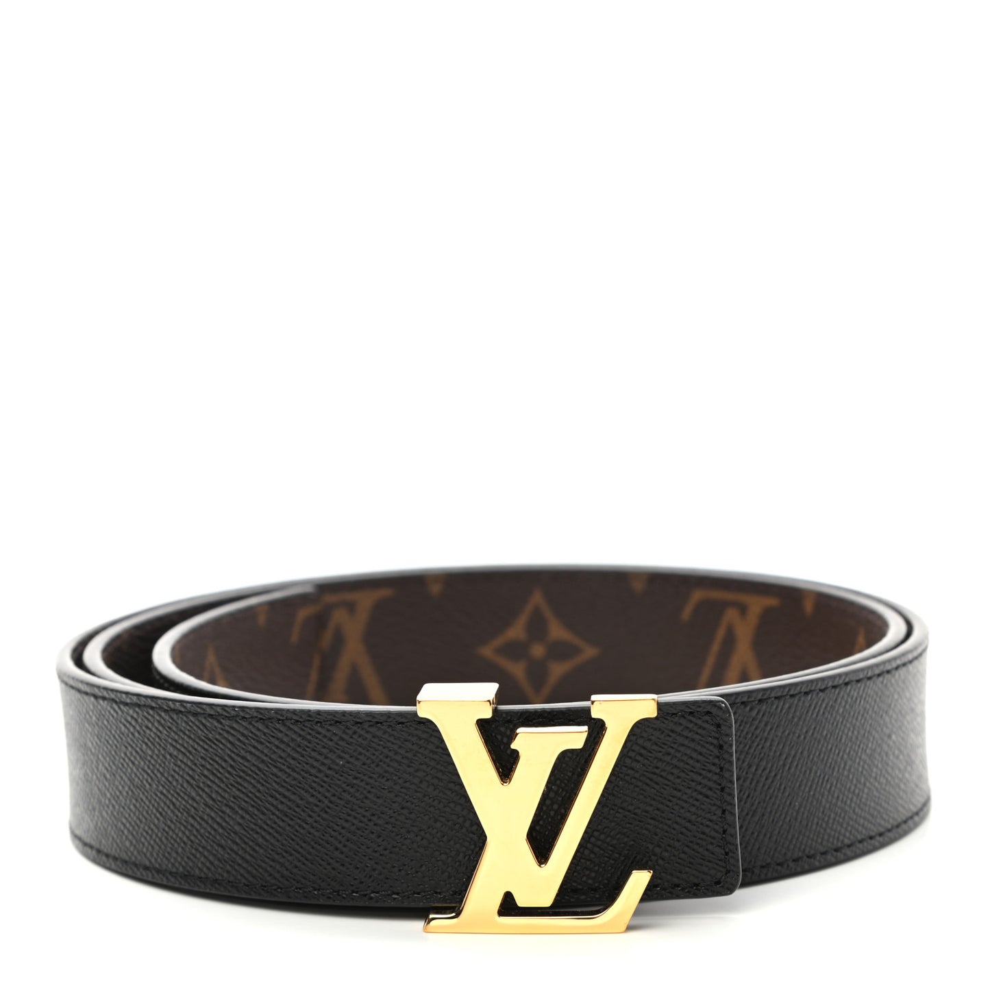 Calfskin Monogram 30mm LV Initiales Reversible Belt 90 36 Black