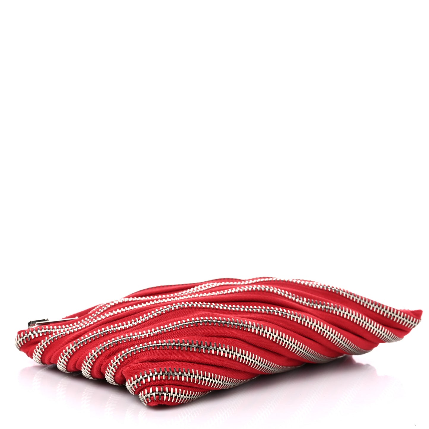 Metal Nylon Zipper Clutch Red