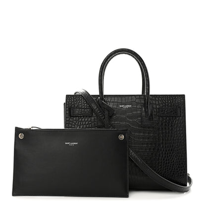 Saint Laurent Calfskin Crocodile Embossed Baby Sac De Jour Black 1 of 15