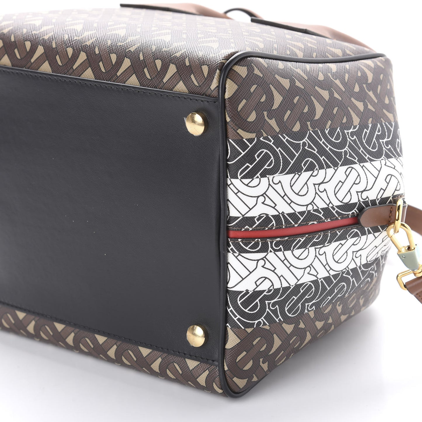 E-canvas Monogram Stripe Small Cube Bowling Bag Bridle Brown