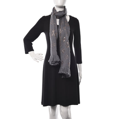 Louis Vuitton Wool Silk Logomania Shine Scarf Gris 2 of 5