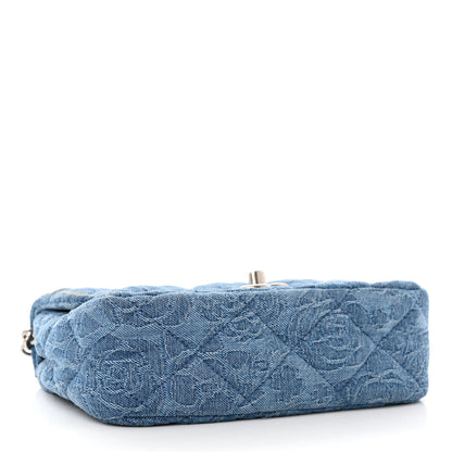 Chanel Denim Quilted Camellia Sweetheart Mini Flap Blue 4 of 16