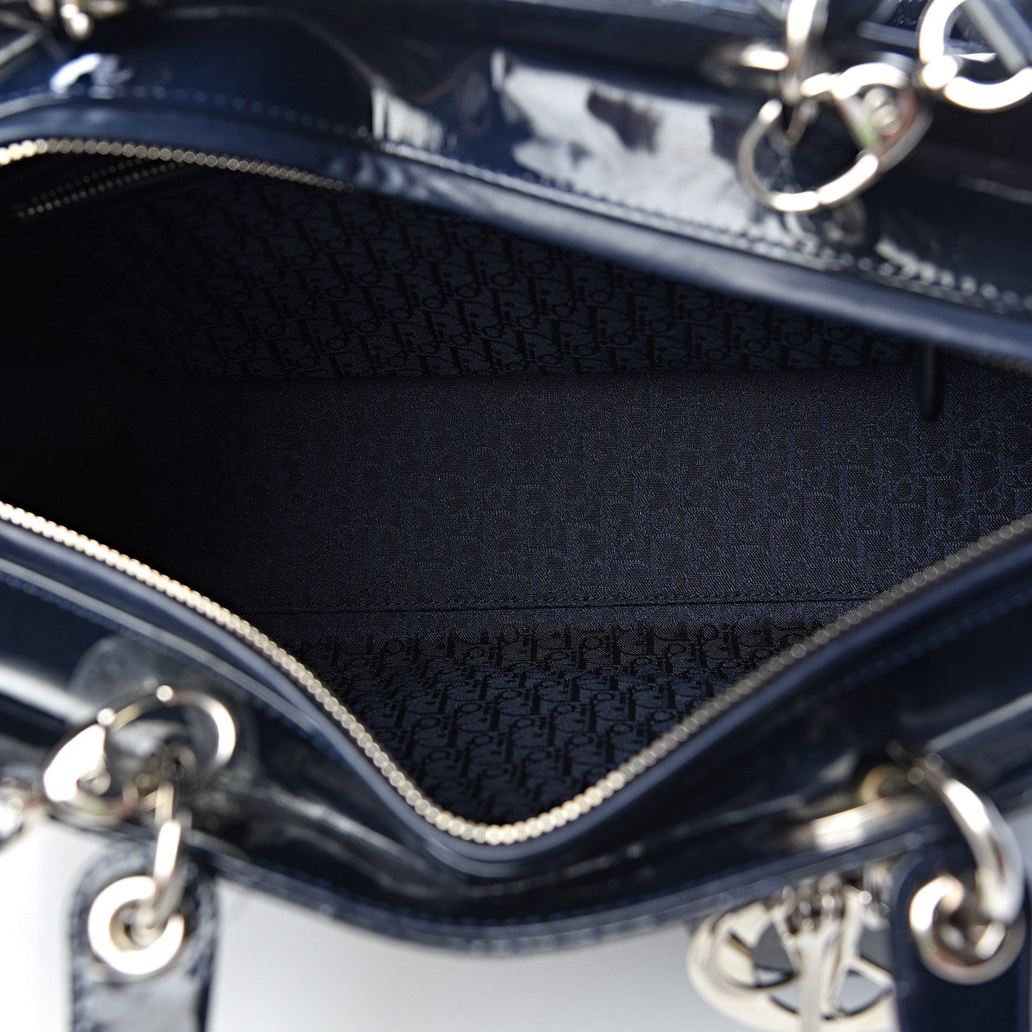 Christian Dior Patent Cannage Large Lady Dior Navy Blue 5 of 11