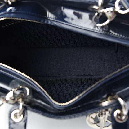 Christian Dior Patent Cannage Large Lady Dior Navy Blue 5 of 11